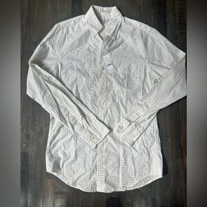 J.Crew Secret Wash Mens Button Down white with blue and yellow plaid XS NWT